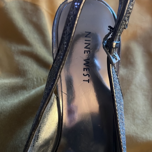 Nine West silver Sharina peep toe sling back Prom Dance - Picture 3 of 6